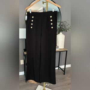 H&M Black Wide-Leg Pants with Gold Buttons